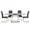 Atmiro 6 Seater Glass Dining Set In White And Dark Grey Gloss