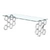 Qortni Clear Glass Coffee Table With Silver Metal Legs