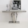 Valentino Grey Marble Console Table With Silver Steel Legs