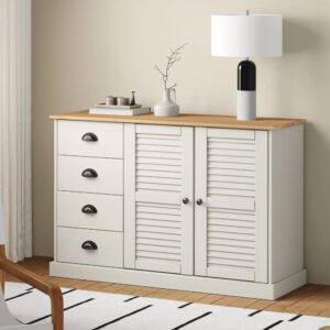 Vidor Wooden Sideboard With 2 Doors 4 Drawers In White Brown