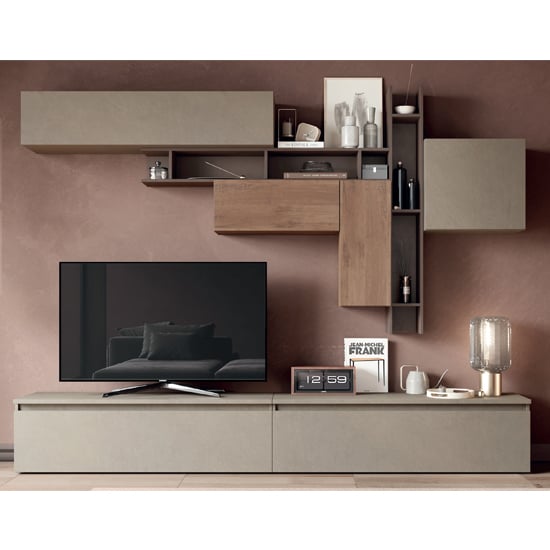 Arica Wooden Entertainment Unit In Clay Bronze And Mercury Oak