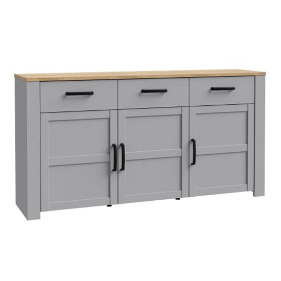 Belgin Sideboard 3 Doors 3 Drawers In Riviera Oak Grey Oak