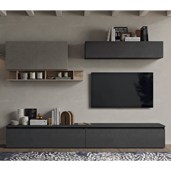 Chios Wooden Entertainment Unit In Clay Cadiz Oak And Lava