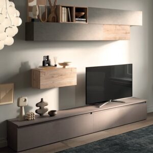 Flaine Wooden Entertainment Unit In Clay Bronze And Cadiz Oak