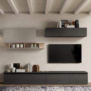 Kalista Wooden Entertainment Unit In Argilla And Cadiz And Lava