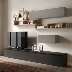 Ogen Wooden Entertainment Unit In Argilla And Cadiz And Lava