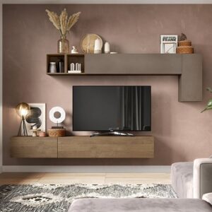 Olisa Wall Hung High Gloss Entertainment Unit In Bianco Cadiz