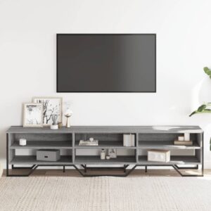 Fargo Wooden TV Stand With 6 Shelves In Grey Sonoma