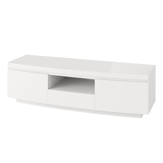 Felbridge High Gloss TV Stand With 2 Doors In White And LED