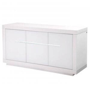 Martley High Gloss Sideboard With 3 Doors In White And LED