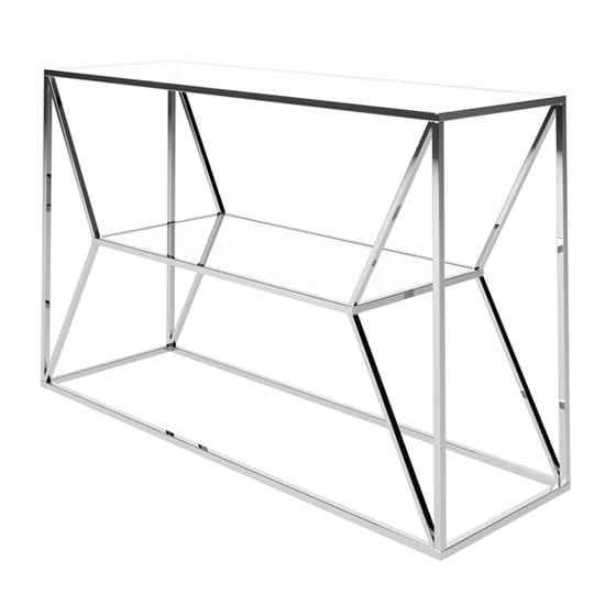 Milagro Clear Glass Console Table With Chrome Frame