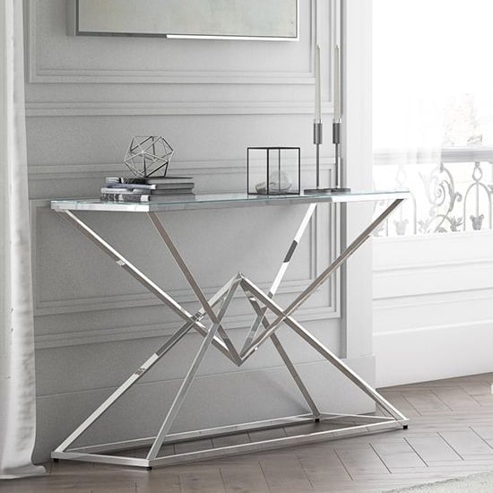 Penrith Clear Glass Console Table With Chrome Frame