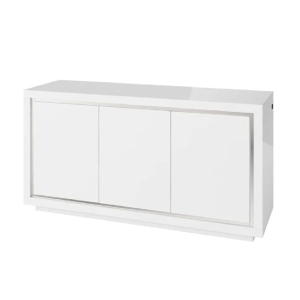 Spalding High Gloss Sideboard With 3 Doors In White And LED