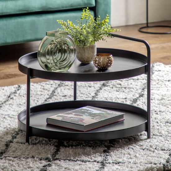 Cahokia Round Metal Coffee Table In Black