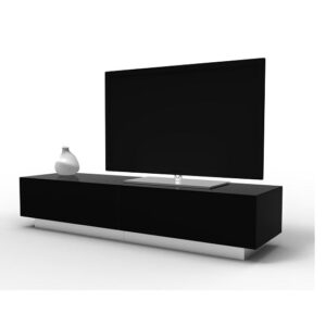 Elements Large Wooden TV Stand With 2 Glass Doors In Black