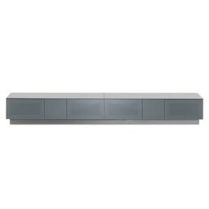 Elements Wooden TV Stand With 4 Glass Doors In Grey