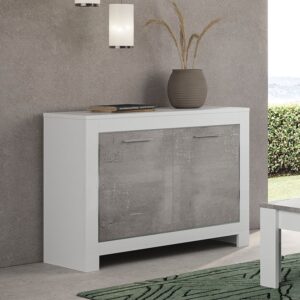 Lorenz High Gloss Sideboard 2 Doors In Grey Effect And White