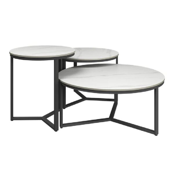 Raleigh Ceramic Nesting Coffee Tables In White