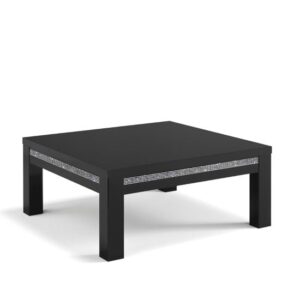 Regal High Gloss Coffee Table Square In Black With Crystal Effect