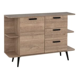 Sineu Wooden Sideboard With 1 Door 3 Drawers In Mid Oak