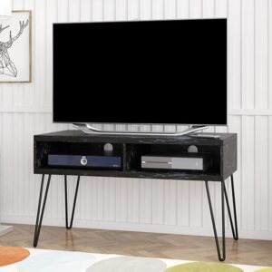 Anaheim Wooden TV Stand In Black Marble Effect