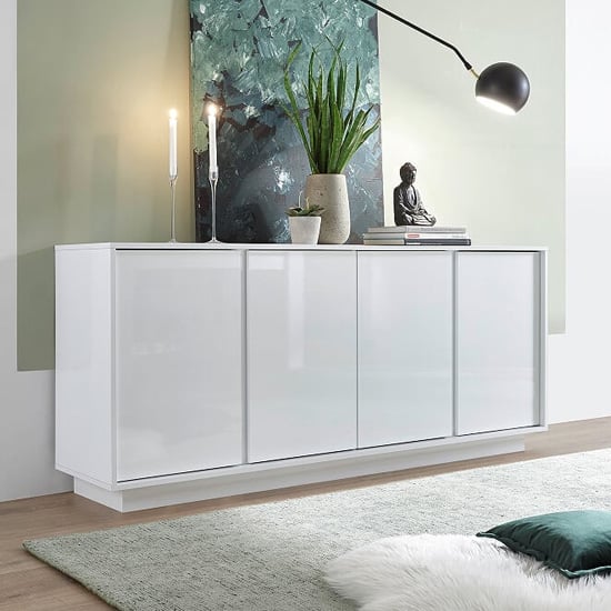 Iconic Wooden Sideboard In White High Gloss With 4 Doors