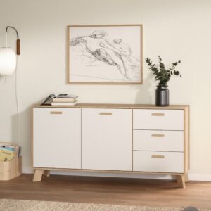 Irvine Wooden Sideboard With 2 Doors 3 Drawers In Oak And White