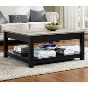 Cameron Wooden Coffee Table In Black And Oak