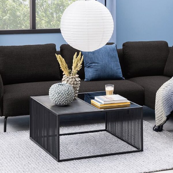 Salem Wooden And Glass Coffee Tables Square In Black