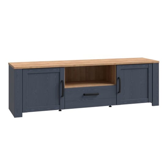 Belgin Wooden TV Stand With 2 Doors 1 Drawer In Navy And Oak