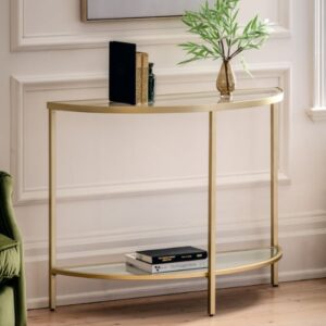 Hobson Clear Glass Console Table With Champagne Frame