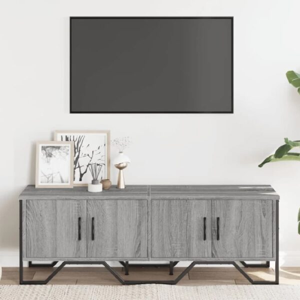 Louisa Wooden TV Stand With 4 Doors In Grey Sonoma