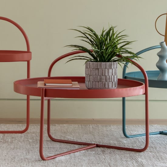 Marbury Metal Round Coffee Table In Coral