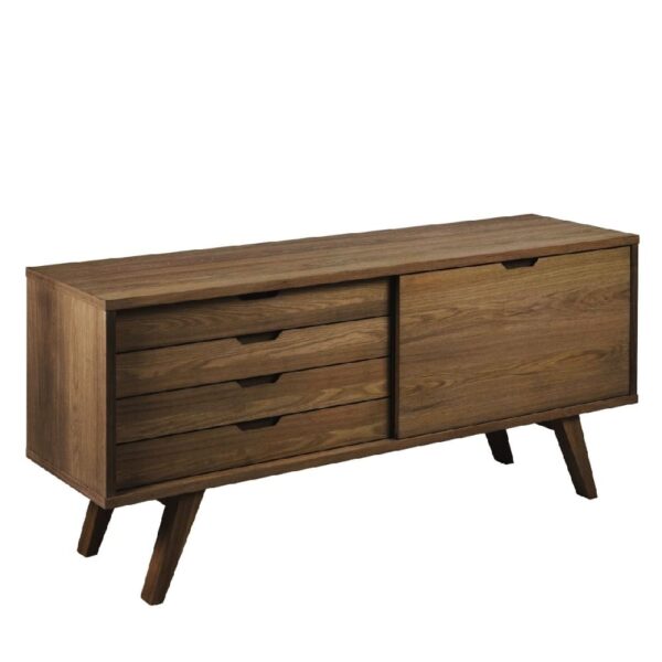 Agnano Wooden Sideboard 1 Sliding Door 4 Drawers In Smoked Oak