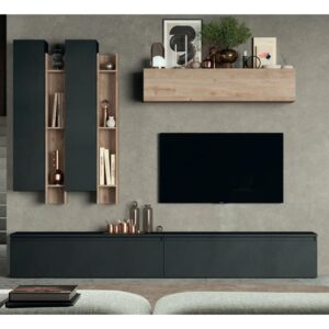 Anzio Wooden Entertainment Unit In Lava And Cadiz Oak