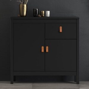 Barcila Wooden Sideboard With 2 Doors 1 Drawer In Matt Black