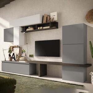 Baron Wooden Entertainment Unit In Slate Chalk And Lead