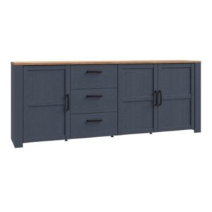 Belgin Wooden Large Sideboard With 3 Doors 3 Drawers In Navy Oak