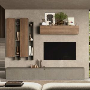 Belle Wooden Entertainment Unit In Clay And Mercure