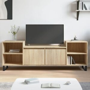 Bergen Wooden TV Stand With 2 Doors 2 Shelves In Sonoma Oak