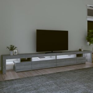 Bowie Wooden TV Stand In Grey Sonoma With LED Lights