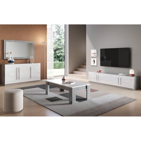 Breta Living Room Set With Sideboard In White And Grey Effect