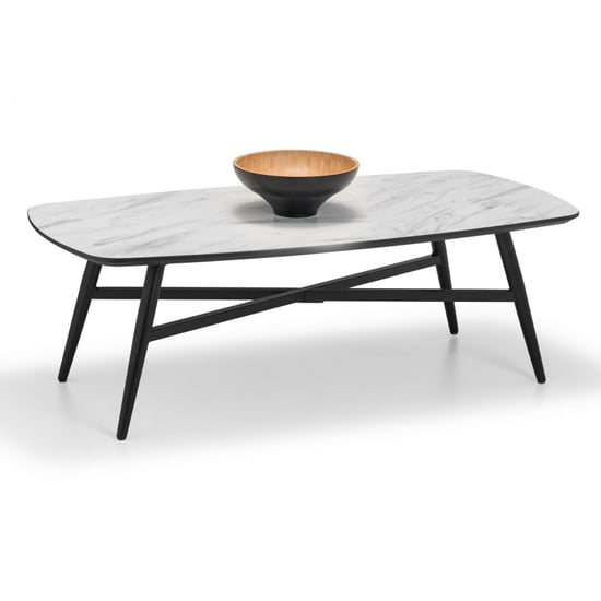 Caitir Rectangular Marble Coffee Table In Matt White