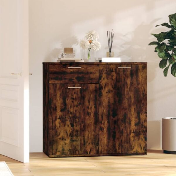 Calhoun Wooden Sideboard With 2 Doors 1 Drawer In Smoked Oak