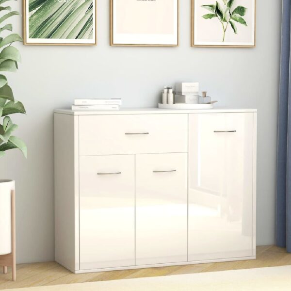 Camino High Gloss Sideboard With 3 Doors 1 Drawer In White