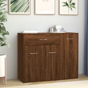 Camino Wooden Sideboard With 3 Doors 1 Drawer In Brown Oak