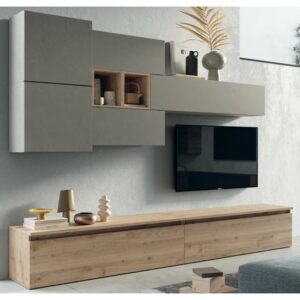 Caxias Wooden Entertainment Unit In Clay And Cadiz Oak