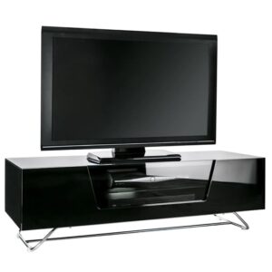 Chroma Medium High Gloss TV Stand With Steel Frame In Black