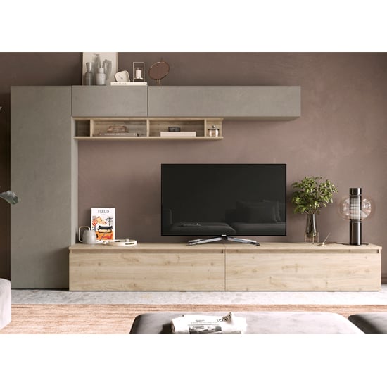 Destin Wooden Entertainment Unit In Clay And Cadiz Oak