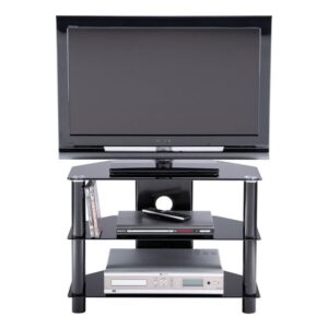 Estero Small Glass TV Stand With Metal Frame In Black